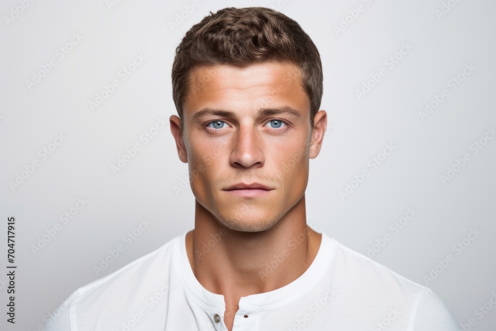 Portrait of a handsome young man in white t-shirt. Portrait of a handsome young man in white t-shirt.