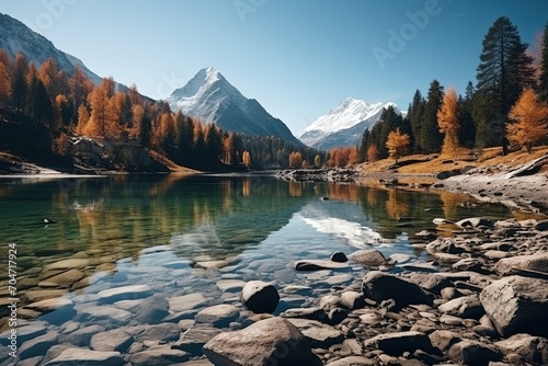 Stunning Autumn Mountain Lake Landscape © duyina1990