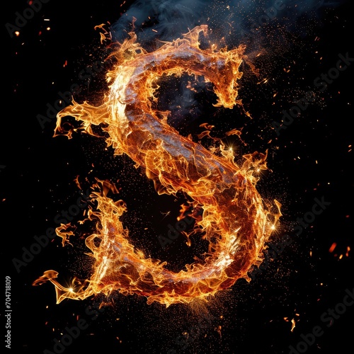 Capital letter S with fire growing out