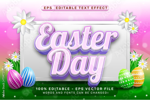 easter day 3d text effect and editable text effect with easter egg illustrations