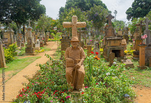 Barichara cemetery with traditional rock sculptures and tombs. plants, flowers and nature. Santander, Colombia travel spot