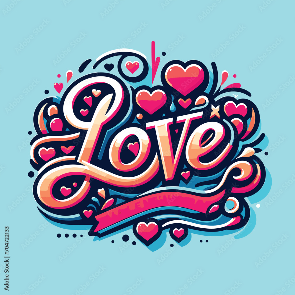 Free vector stylish love text for valentines day with hearts