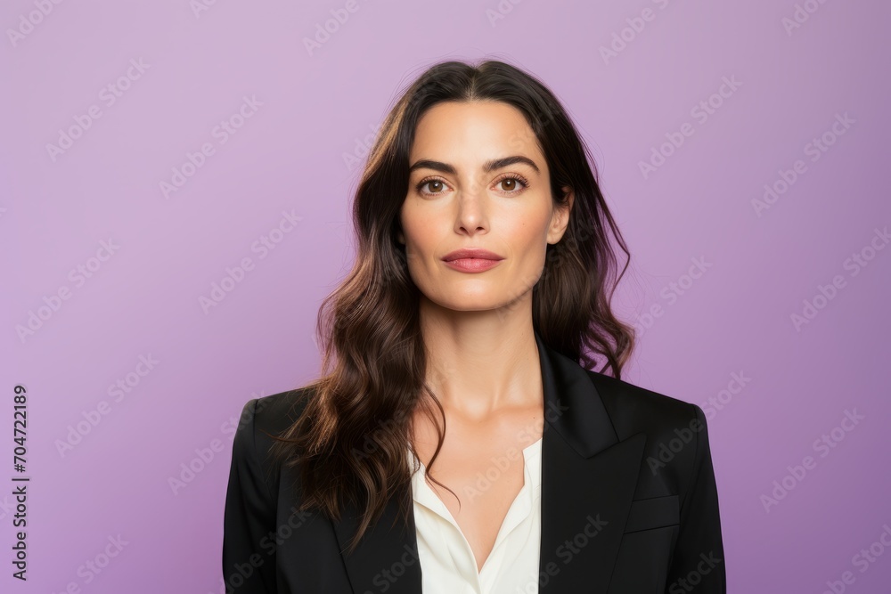 Portrait of beautiful young business woman, isolated over violet background. Portrait of beautiful young business woman, isolated over violet background.