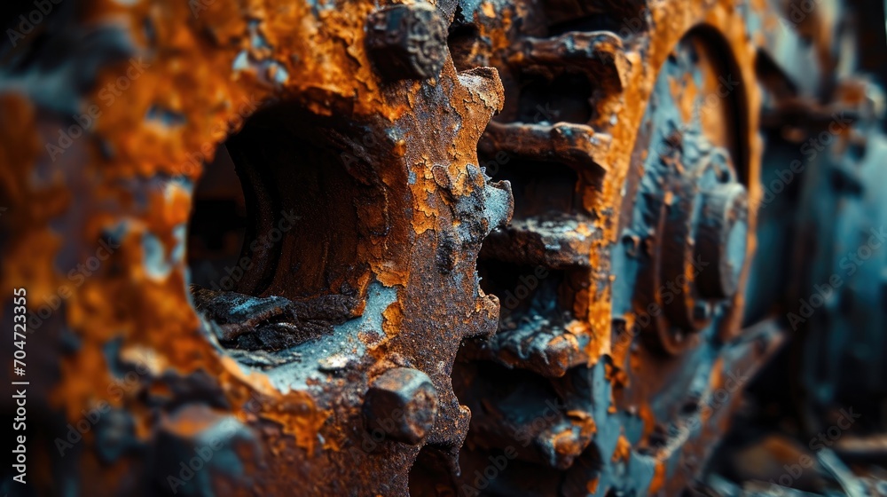 Rusty gear. Close up old corroded  cog
