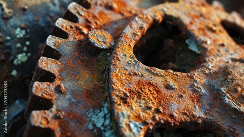 Rusty gear. Close up old corroded cog