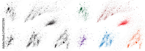 Distressed brush stroke red, orange, purple, black, green, wheat color splatter vector ink dirty grunge texture banner background set