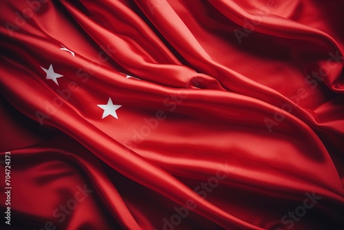 Red flag with five pointed white stars photo