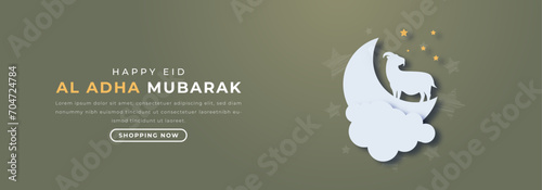 Eid Al Adha Mubarak Paper cut style Vector Design Illustration for Background, Poster, Banner, Advertising, Greeting Card