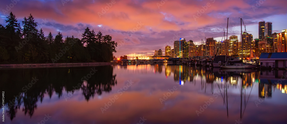Coal Harbour, Downtown Vancouver Cityscape at Sunrise