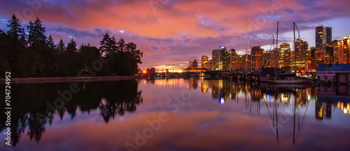 Coal Harbour  Downtown Vancouver Cityscape at Sunrise
