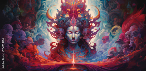 Sates of Mind, Consciousness and Meditation. Mystical Abstract Art, Ayahuasca, AI Generative. © Soul