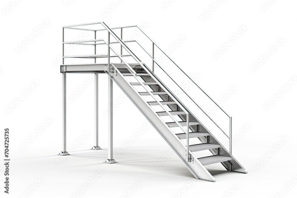 White background, aluminum ladder. White background, aluminum ladder.