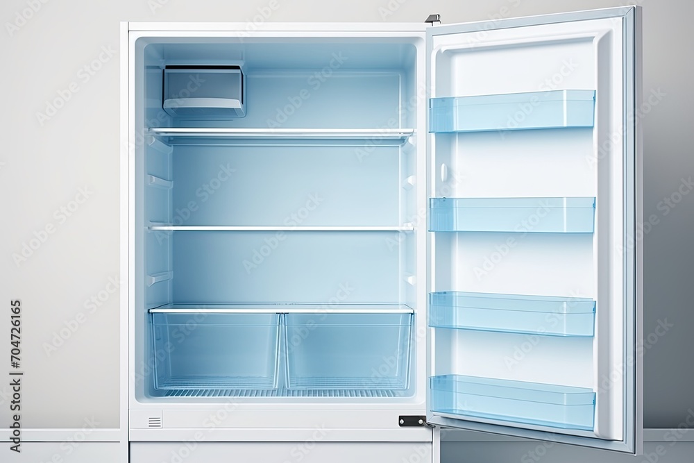 Unused fridge with shelves and area for text. Unused fridge with shelves and area for text.