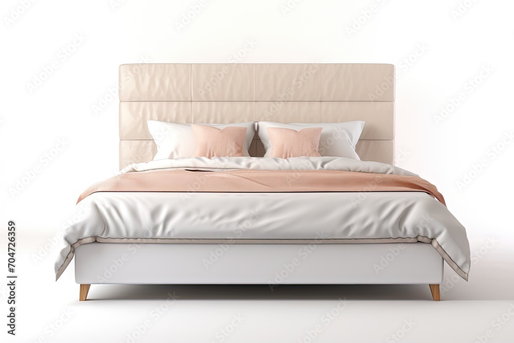 Bed isolated on white front view Bed isolated on white front view