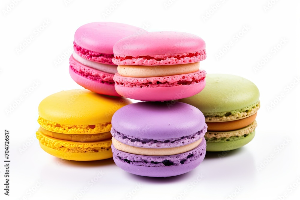 Colorful macarons on white background with clipping path Colorful macarons on white background with clipping path