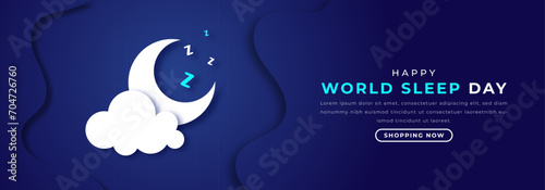 World Sleep Day Paper cut style Vector Design Illustration for Background, Poster, Banner, Advertising, Greeting Card