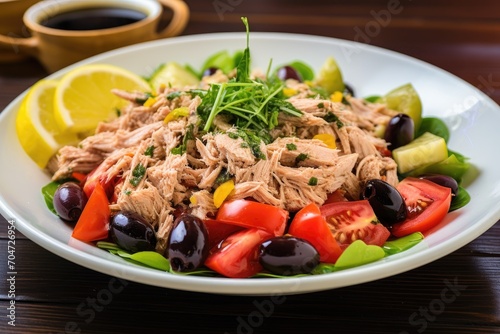 Tuna salad in an Athenian restaurant in Greece.