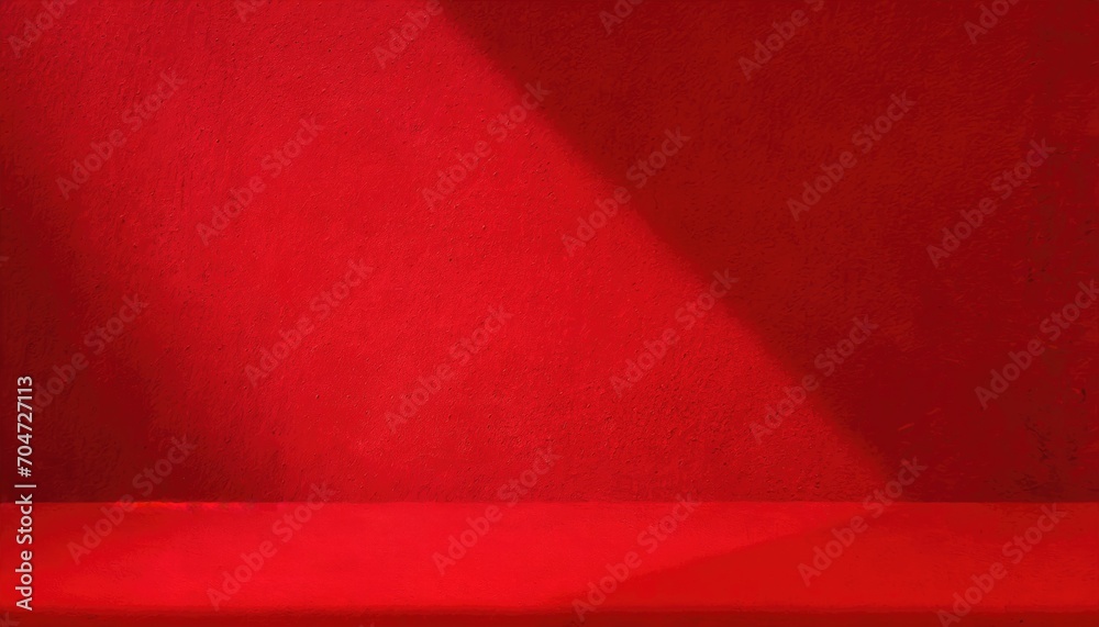 Red wall background with sunray. 