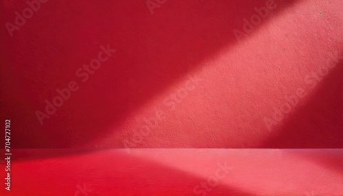 Red wall background with sunray. 