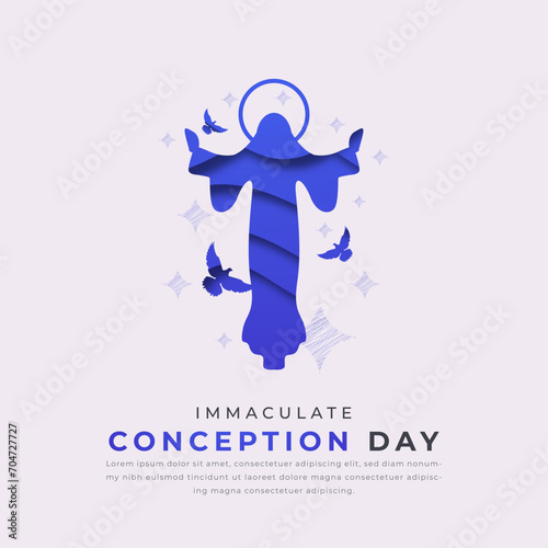 Immaculate Conception Day Paper cut style Vector Design Illustration for Background, Poster, Banner, Advertising, Greeting Card