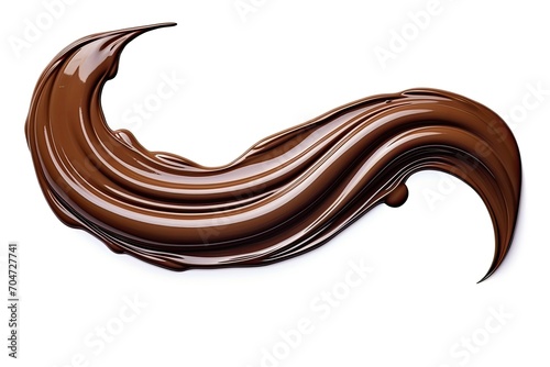 Chocolate strokes in an arc shape Set of chocolate strokes creating a dessert presentation Chocolate sauce ganache and gravy on top Photo taken from above on photo