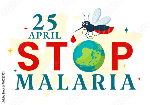 World Malaria Day Vector Illustration on April 25 with Earth Protected from Mosquitoes to Avoid Mosquito Bites in Healthcare Flat Cartoon Background photo