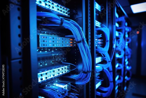 Data center s network infrastructure comprising of panels switches and cables photo
