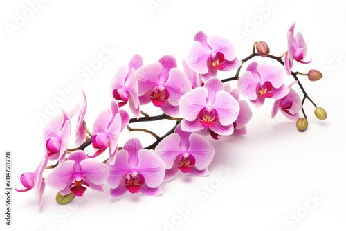 Pink orchid isolated on white background in the tropics.