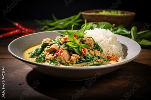 Morning glory Thai pork curry.