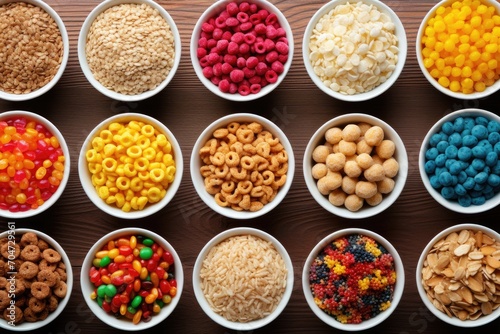 Top view of different cereal bowls.