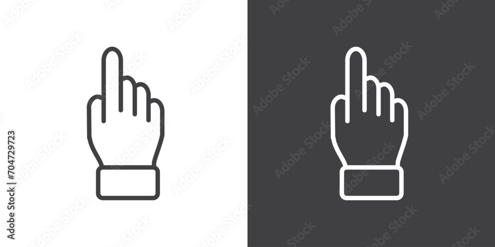 Hand click icon, Hand touch gesture vector illustration on black and white background. Modern outline style icons. Hand click icon, Hand touch gesture vector illustration on black and white background. Modern outline style icons.