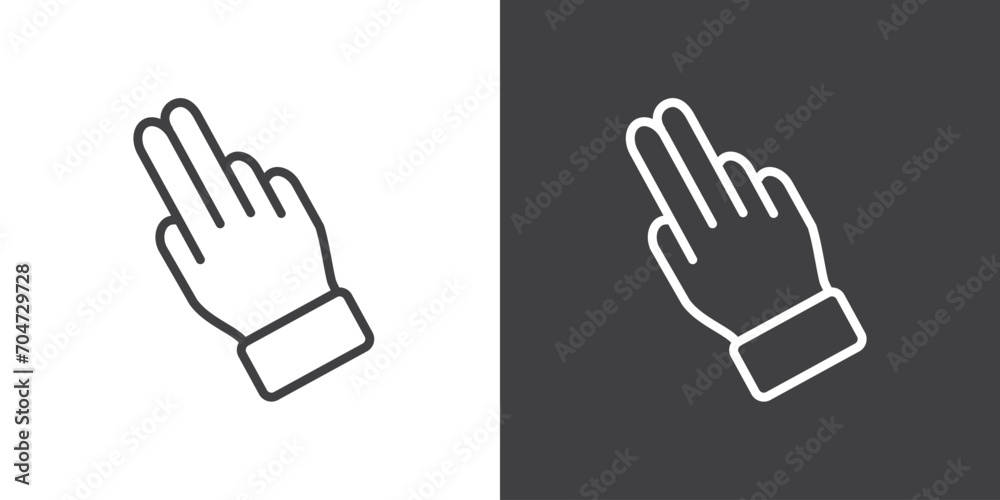 Double tab icon, Hand touch gesture vector illustration on black and white background. Modern outline style icons.Finger touch gesture icon. - obrazy, fototapety, plakaty 