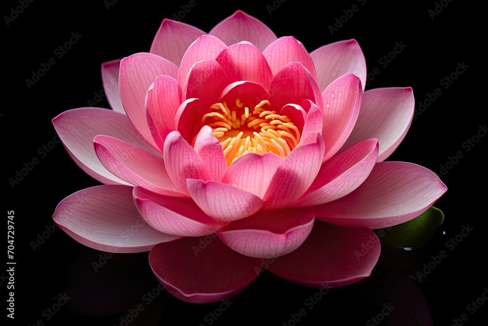 Pink lotus on black. Pink lotus on black.