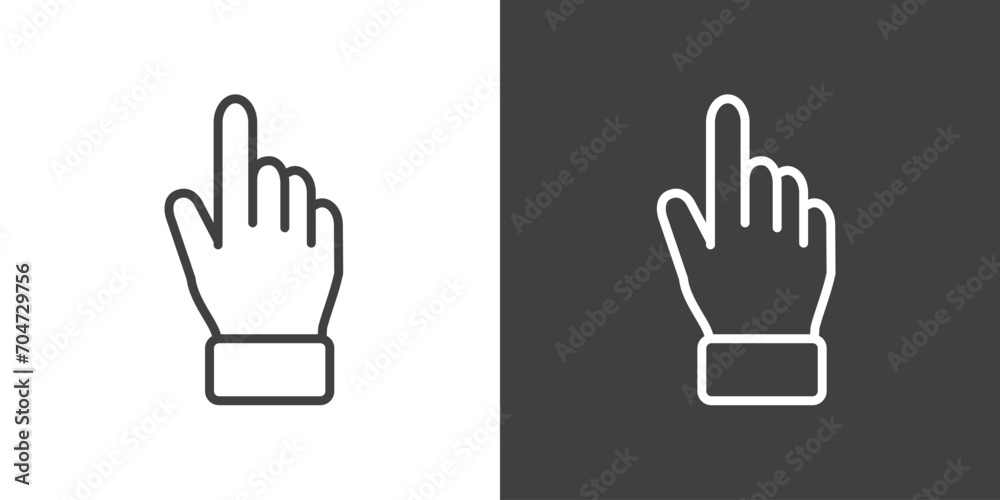 Duo Tone Icons, Hand touch gesture vector illustration on black and white background. Modern outline style icons.Finger touch gesture icon. - obrazy, fototapety, plakaty 