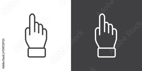 Hand click icon, Hand touch gesture vector illustration on black and white background. Modern outline style icons.