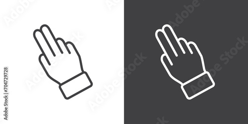 Double tab icon, Hand touch gesture vector illustration on black and white background. Modern outline style icons.Finger touch gesture icon.