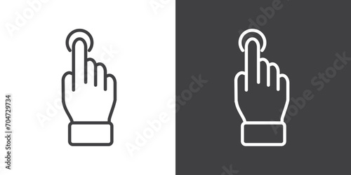Touch screen gesture icon. Click icon, Simple hand touch gesture vector illustration on black and white background. Modern outline style icons.