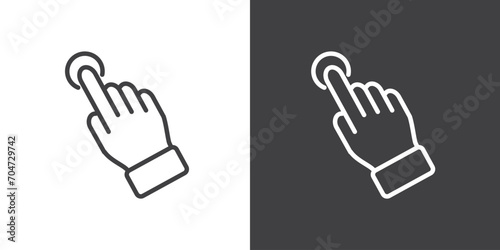 Touch gesture icon, click gesture icon vector illustration on black and white background. Modern outline style icons photo