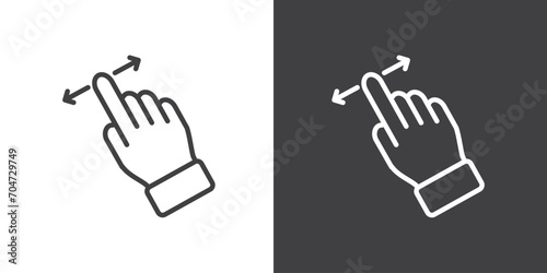 Move gesture icon, Hand touch gesture vector illustration on black and white background. Modern outline style icons.Finger touch gesture icon.