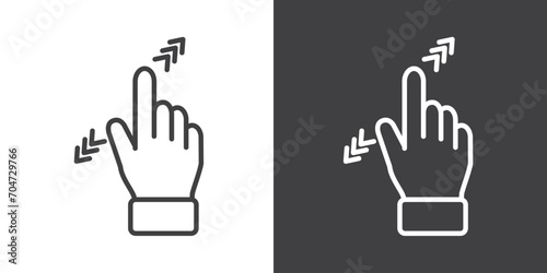 Zoom in zoom out icon, Hand touch gesture vector illustration on black and white background. Modern outline style icons.Finger touch gesture icon.