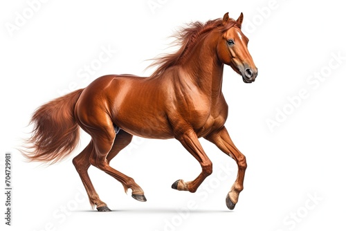 Red horse isolated on white galloping © LimeSky