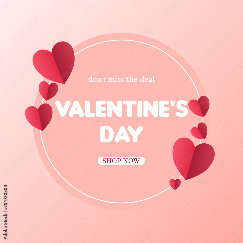 Valentine's day sale banner. Big sale valentine's day advertising background. Valentine's day illustration