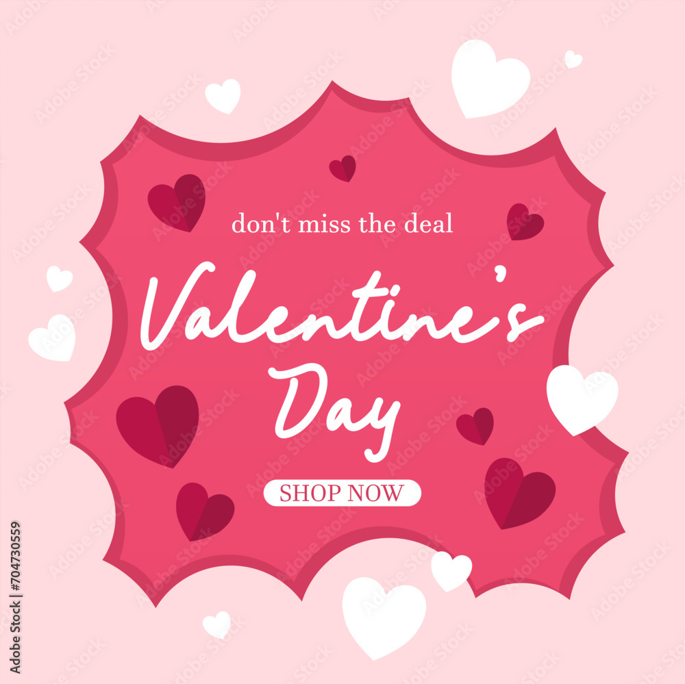 Valentine's day sale banner. Big sale valentine's day advertising background. Valentine's day illustration