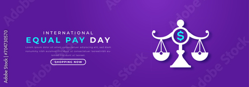 International Equal Pay Day Paper cut style Vector Design Illustration for Background, Poster, Banner, Advertising, Greeting Card photo