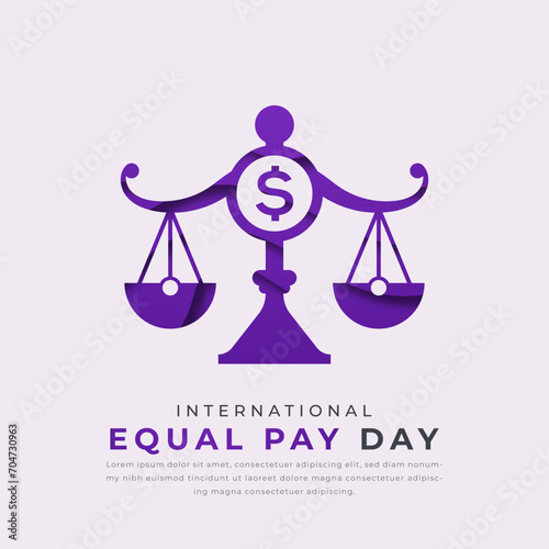International Equal Pay Day Paper cut style Vector Design Illustration for Background, Poster, Banner, Advertising, Greeting Card
