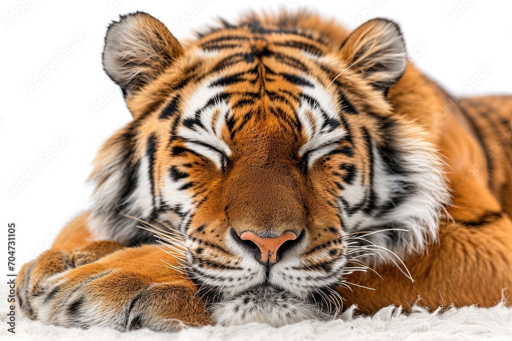 Fototapeta premium Tiger Sleep Isolated