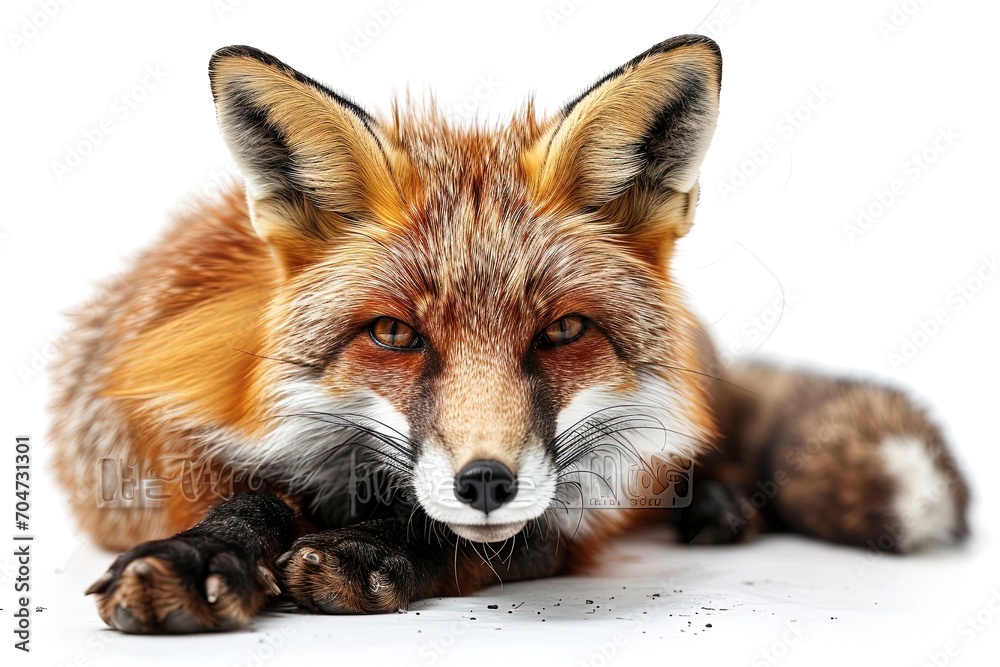 Obraz premium Fox Laying Down Isolated