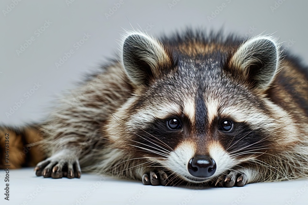 Fototapeta premium Lazy Raccoon Laying Down