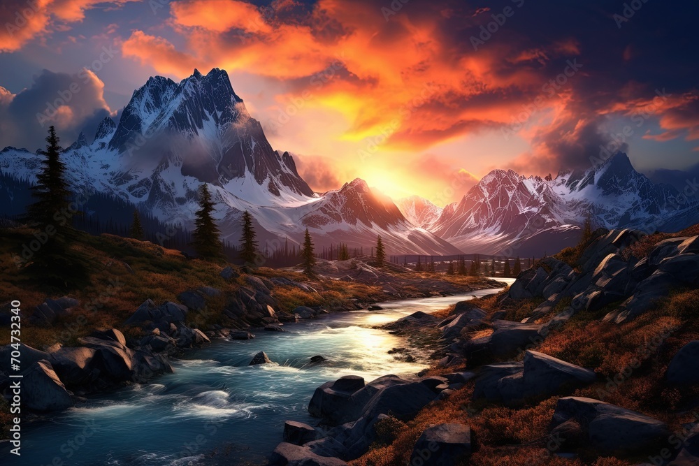 Gorgeous mountain sunset