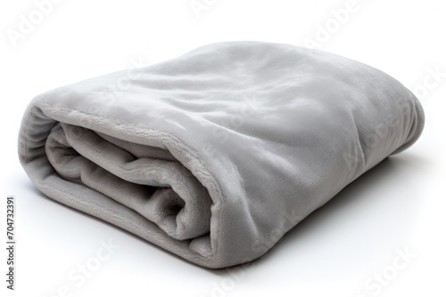 Grey coral fleece throw rolled up isolated on white background